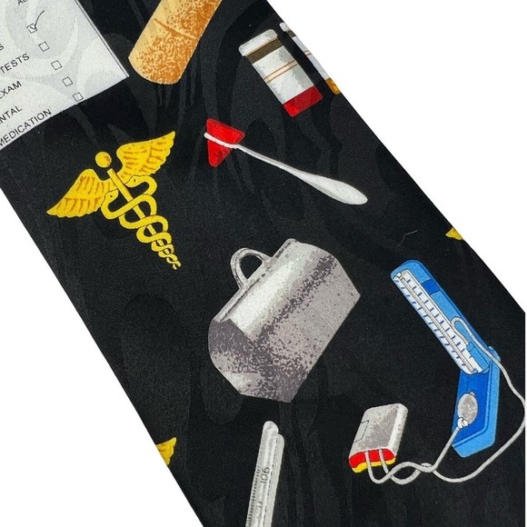 Doctor's Office Visit Men's Neck Tie Medical Bag Doctor Nurse Black Necktie - Picture 1 of 6